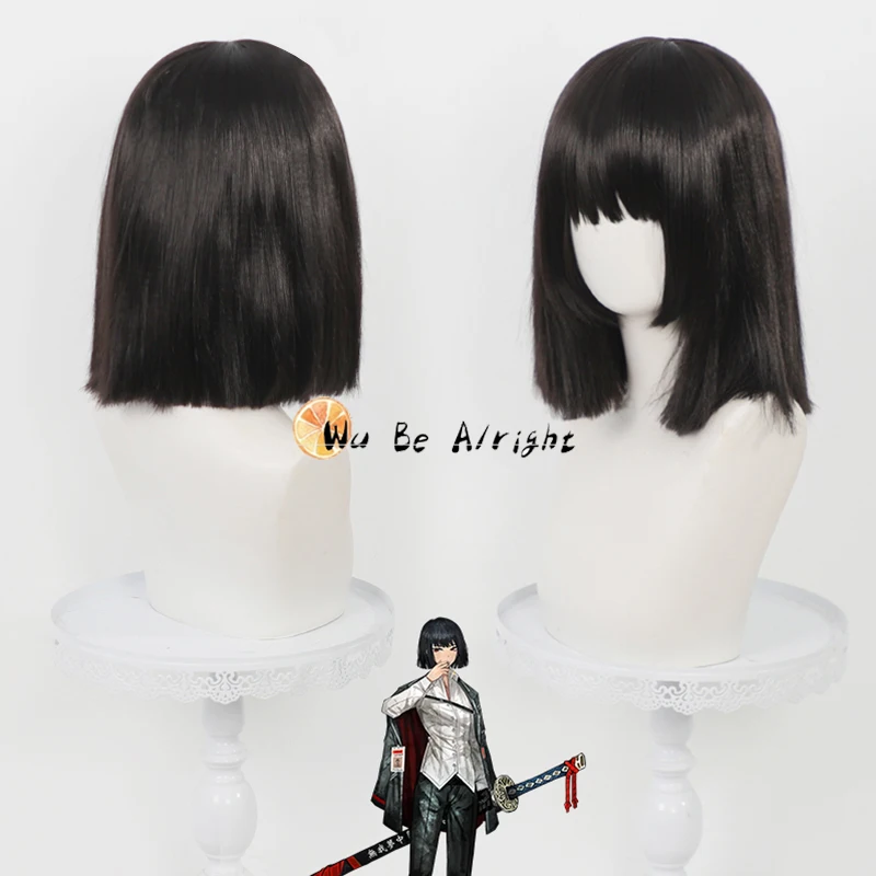 لعبة أنيمي ليمبوس شركة Ryoshu شعر مستعار تأثيري أسود مقاومة للحرارة الاصطناعية الشعر هالوين كرنفال الدعائم الطرف للنساء الرجال