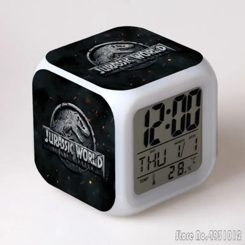 

8x8x8 см аниме J-Jurassic World динозавры будильник креативный студенческий светодиодный куб с красочным световым дисплеем время неделя месяц