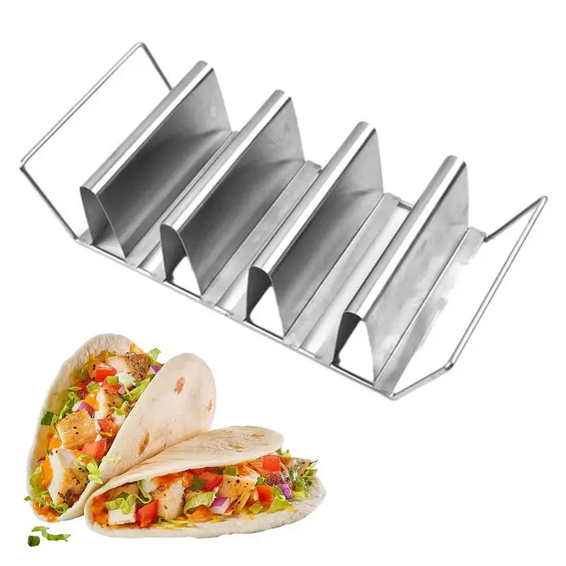 Taco Truck Holder Stainless Steel Pancake Rack Tray W Shaped Burritos Tortilla Stand Mexican Tacos Support Kitchen Tools