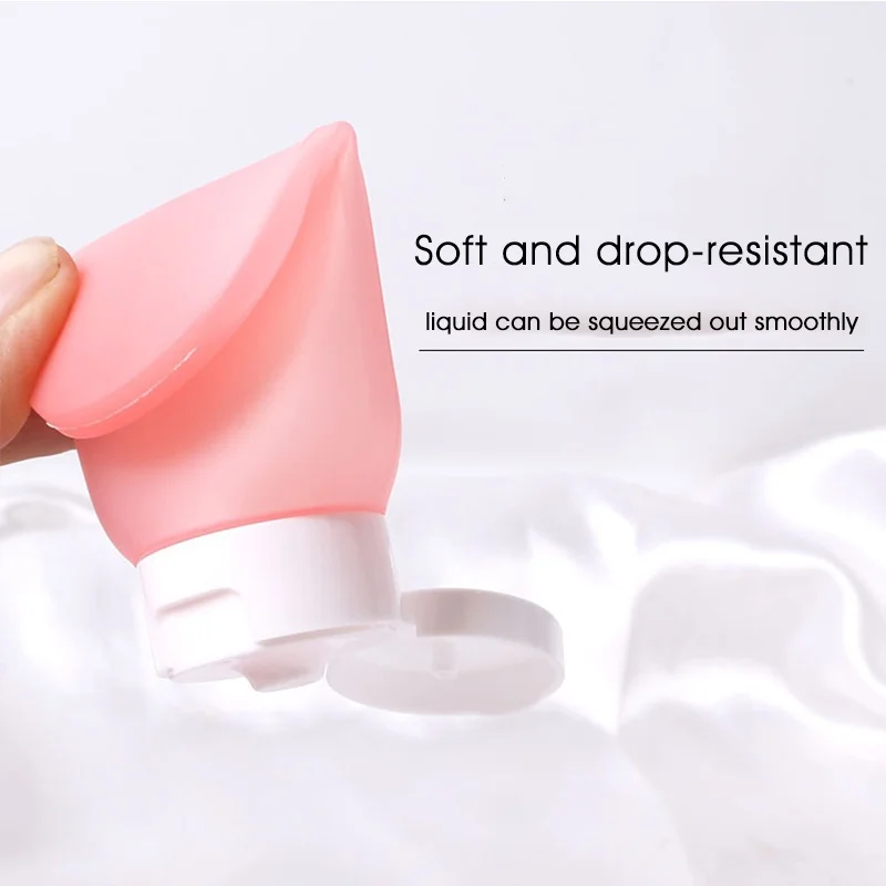 4 Buah/Set Botol Isi Ulang Anti Bocor 60Ml Wadah Lotion Silikon Lembut Botol Travel Portabel Wadah Dispenser Kosmetik