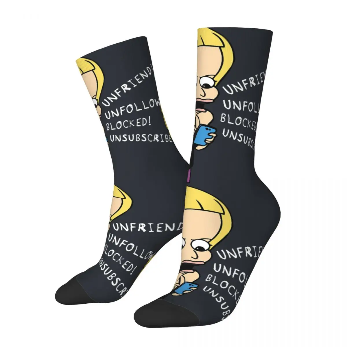 Happy Funny Unfriend Men's Socks Vintage Harajuku B-Big Mouth Hip Hop Novelty Pattern Crew Crazy Sock Gift Printed