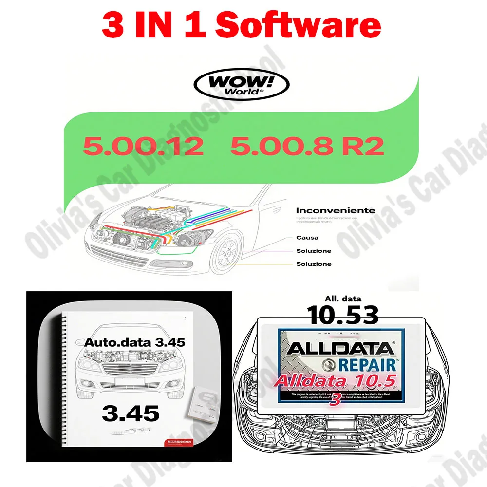 

WOW V5.00.12 with Keygen For Tcs Multi-diag Diagnostic Tools+ AutoData 3.45 OBD2 Scanner+ Alldata 10.53 Car accessories Software