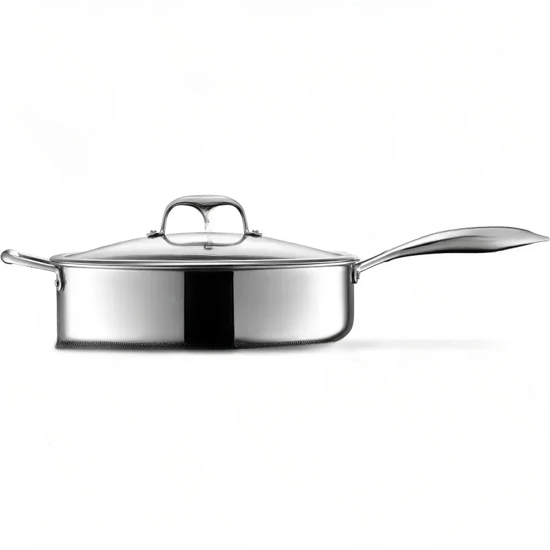 Hybrid Deep Sauté Pan and Lid, Nonstick 5.5 Qt, Dishwasher and Oven Safe