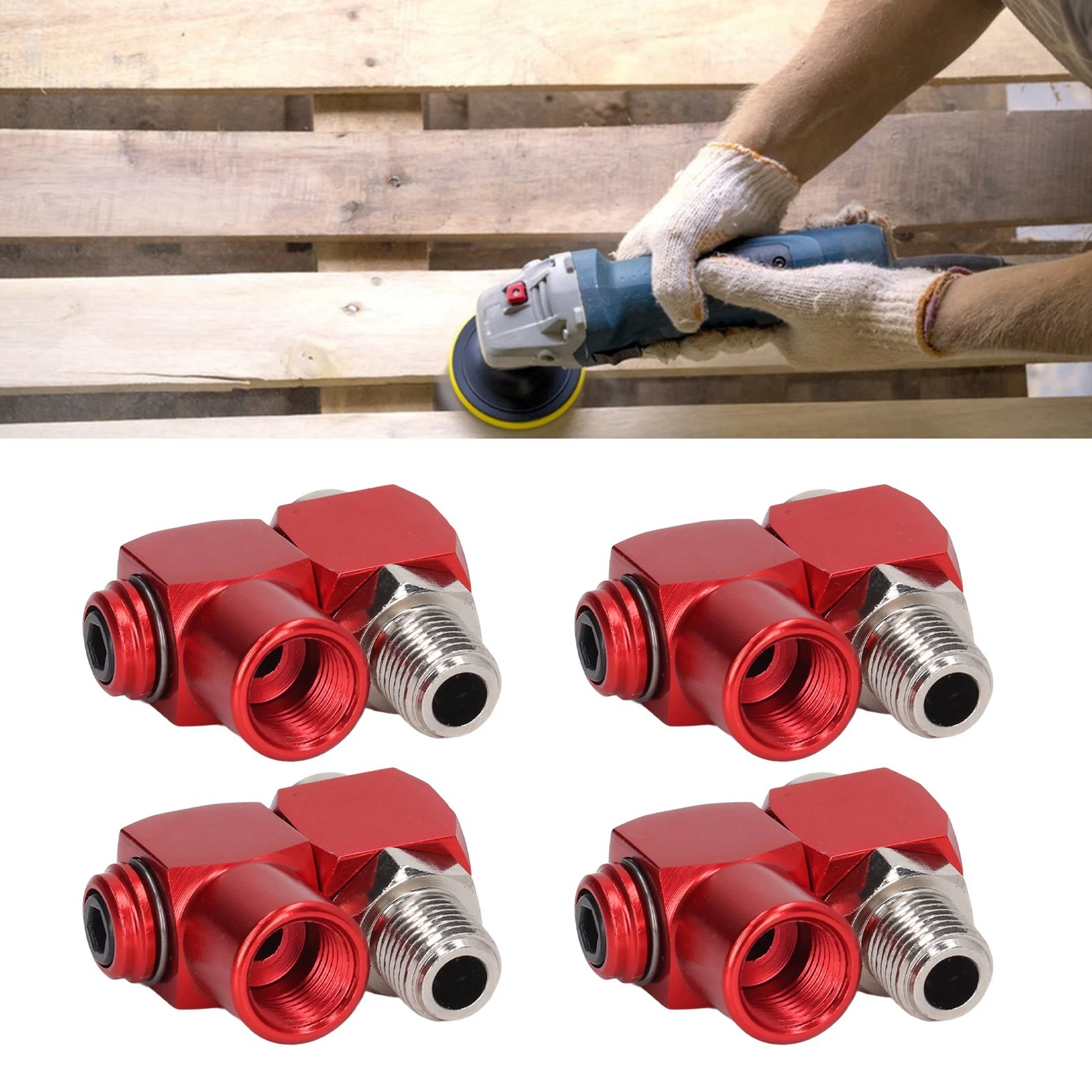 4Pcs 360 Degree Air Hose Connector 1/4in NPT Thread Industrial Air Fittings Pneumatic Tool Adapter