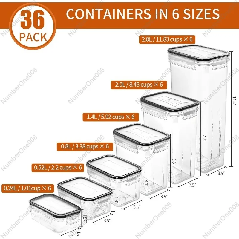 Skroam 36 Pack Airtight Food Storage Containers for Kitchen Pantry Organization and Storage Plastic Kitchen Storage Containers