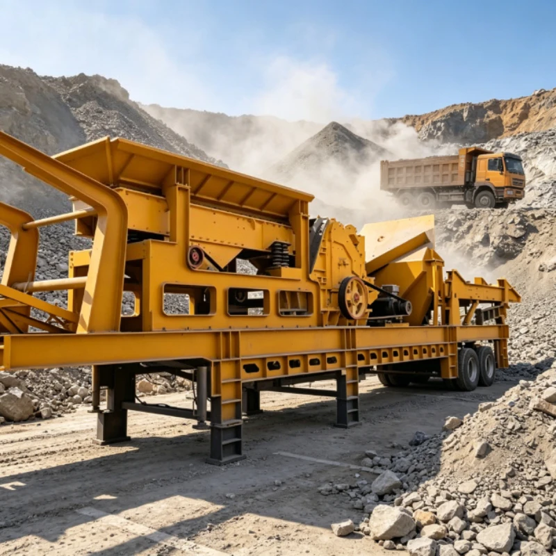 Customized Crushing Station Mini Tire Mounted Mobile Crushing Station with Engine 1 Year Warranty for Rental Projects