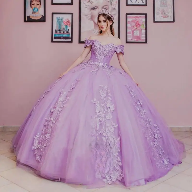 

Glamorous Sweetheart Quinceanera Dresses for Teens Lace Appliques Off the Shoulder Lacing Up Vestidos De 15 Anos