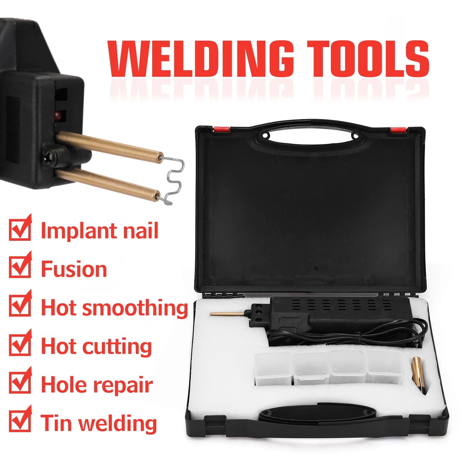 Imagem -03 - Máquina de Solda de Plástico Grampeador Quente Ferro de Solda de Amortecedor Ferramentas de Garagem Reparação de Amortecedores de Carro Reparação de Máquina Pistola de Soldador de Pvc 50w