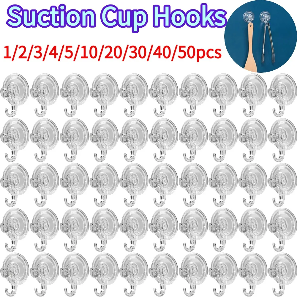 Suction Cup Hooks Clear Reusable Heavy Duty Vacuum Suction Cup Hooks Kitchen Bathroom Hooks for Towel Wall Hook Storage Holder