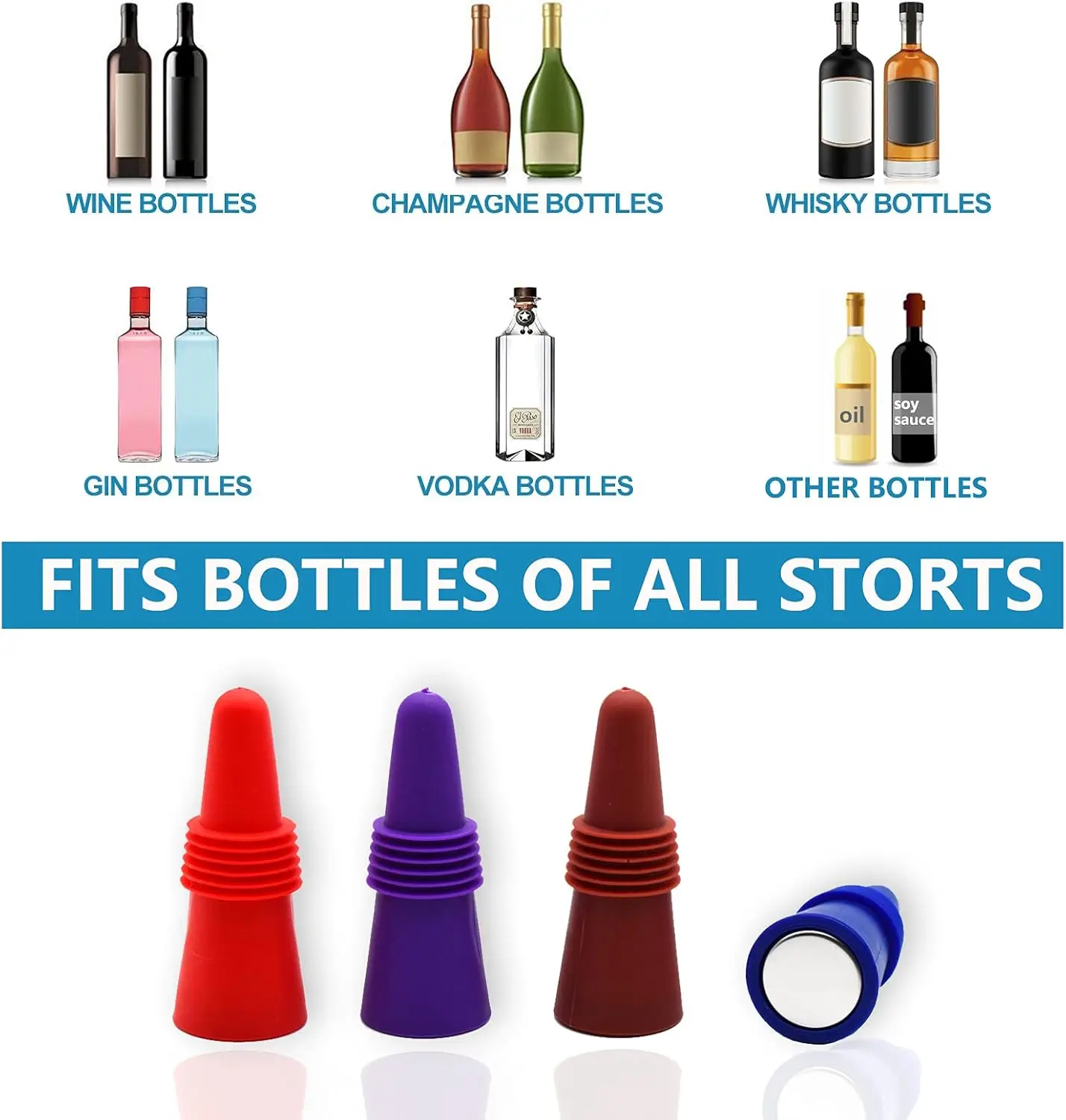 1PC Wine Stoppers Beverage Bottle Sealer Soft Silicone Wine Bottle Stoppers Corks with Grip Top for Keeping Wine Champagne Fresh image 5