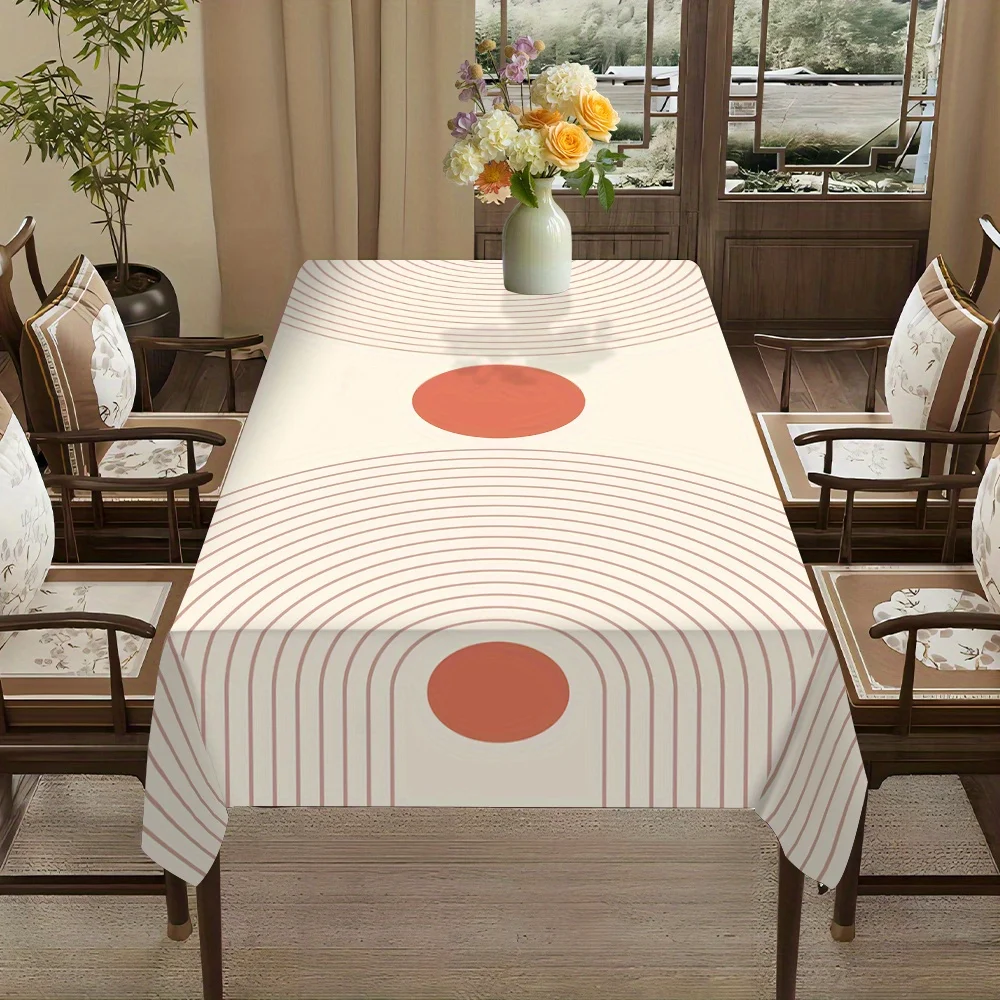 JIT + 1pc polyester tablecloth, modern geometric pattern tablecloth, simple line pattern tableclothzyc