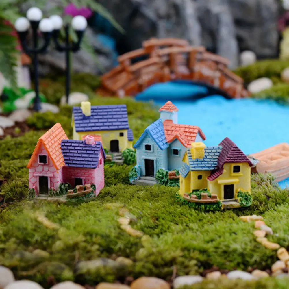 Mini Cute Micro Landscape House Castle Villa Fairy Garden Decoration Miniature Figurines Ornaments