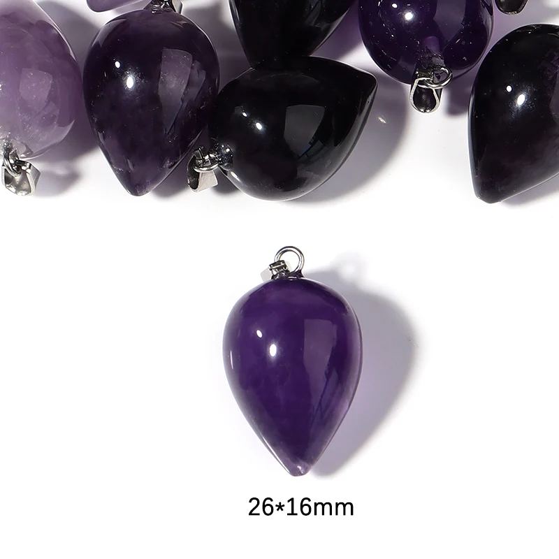 Fashion Natural Amethysts Pendants 26x16mm Waterdrop Shape Pendant Charms For Jewelri Making Necklace Accessories