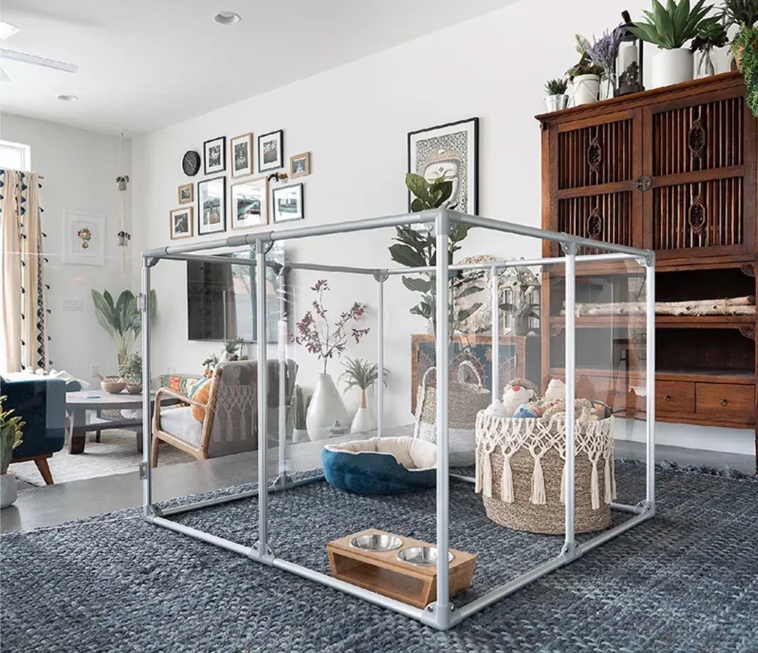 

High Quality 6-14 Panels Acrylic Transparent Portable Pet Fence Indoor Folding Dog Playpen Dog Fence Dog Playpen 91cm High