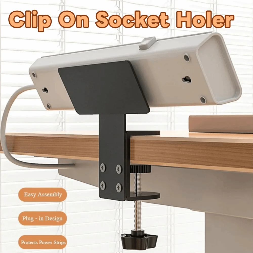 

Clamp on Under Desk Power Strip Holder No-Drill Removable Cable Management Tray Thicken Adjustable Clamp