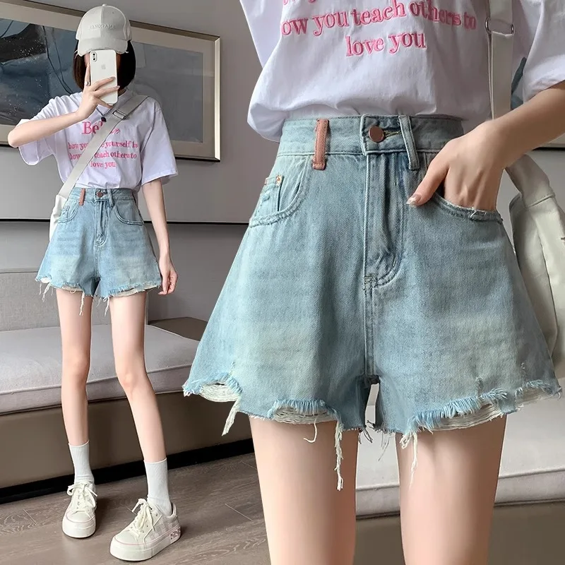 

Jpan Women's Sexy Y2K Vintage Jeans Denim Shorts Summer Clothes A-Line High Waist Ripped Jeans Shorts Women Streetwear Korean