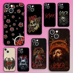 S-Slayer Heavy M-Metal Rock Band Phone Case For iPhone 16,15,14,13,12,11,Plus,Pro Max,XS,X,XR,SE,Mini,8,7 Silicone Black Cover