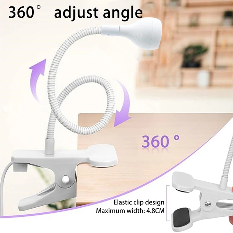 Lampada per unghie UV leggera per asciugare le unghie da 3 W per asciugare lo smalto per unghie interruttore a pedale clip-on flessibile da scrivania mini USB portatile per manicure fai da te