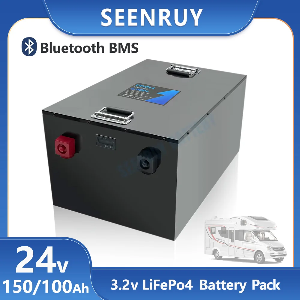 

24V 100Ah 150Ah LiFePO4 Lithium Iron Phosphate 12.5kWh Battery Built-in BMS for RV Motorhome Backup Power Solar Energy Storage
