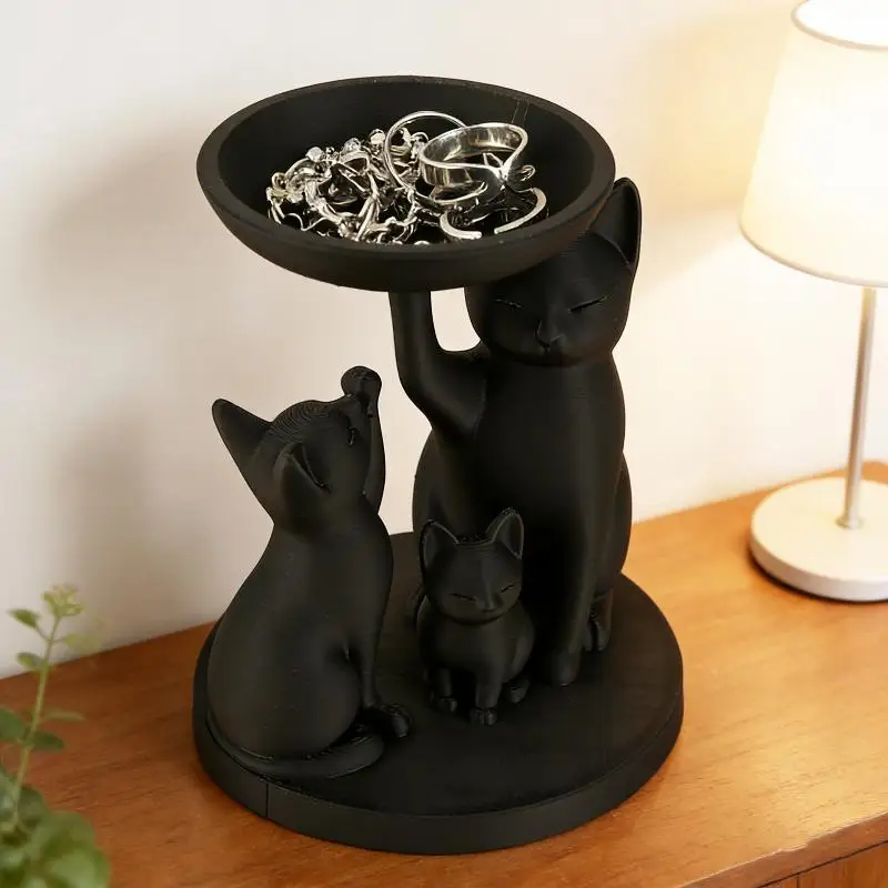 Black Cat Jewelry Tray, Desktop Jewelry Storage Tray, Decorative Items For Home Desktop Decoration & Storage Makeup Storage