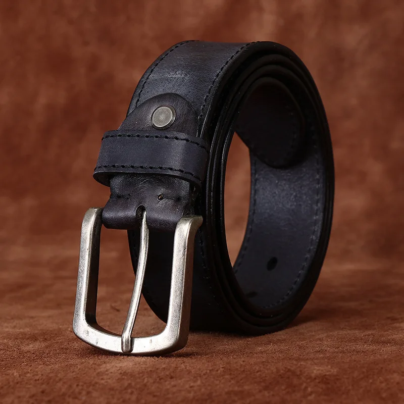 

3.8CM Wide Genuine Leather Belt for Men Designer Pin Buckle Pure Cowhide Retro Casual Belts Cowboy Waistband Male Jeans Strap