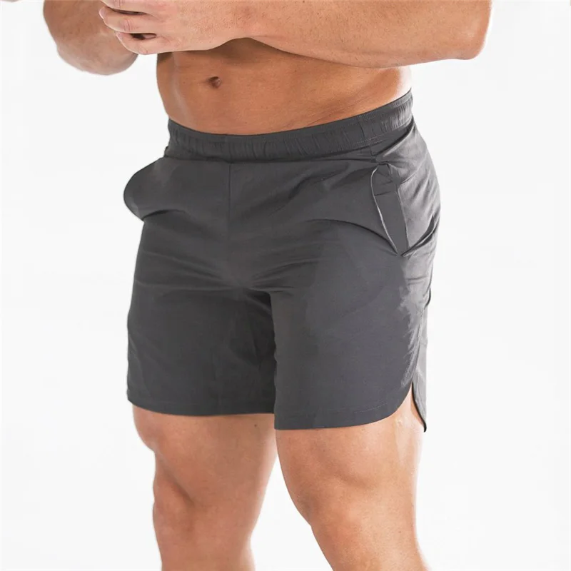 Gym Workout Summer Men Running Training Athletic shorts Polyester Breathable Quick Dry Drawstring Pant With Zipper Pocket Fitnes