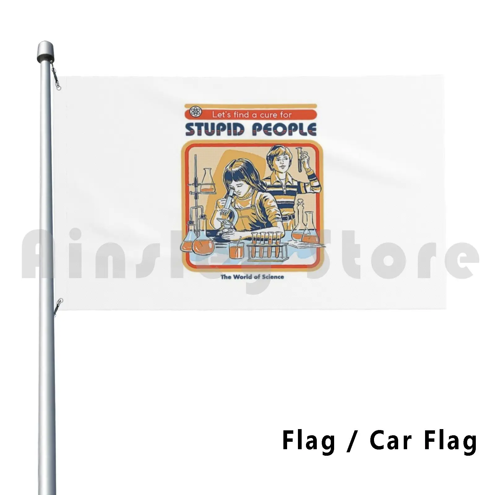 A Cure For Stupid People Outdoor Decor Flag Car Flag Science 70s 80s Chemistry Childrens Books Nostalgia Retro