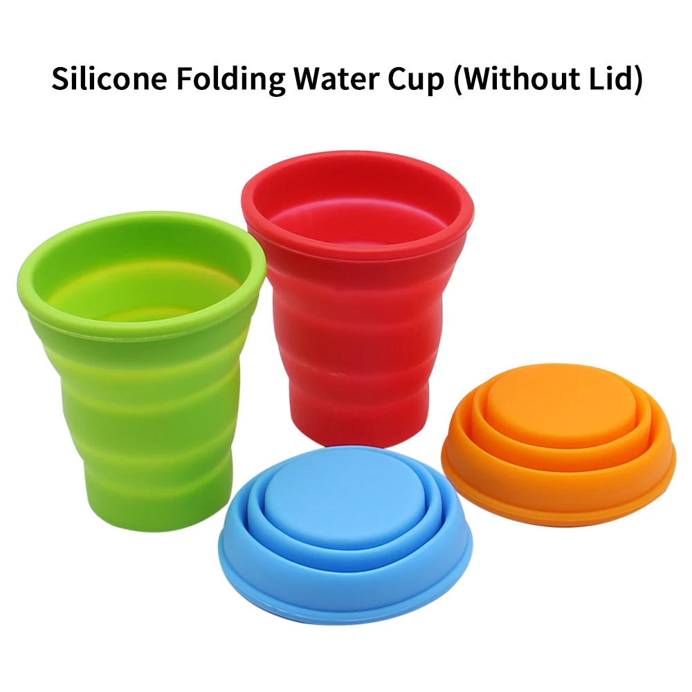 200ML Folding Cup Mini Retractable Cup Silicone Portable Teacup Outdoor Travel Coffee Telescopic Drinking Mug with Lid