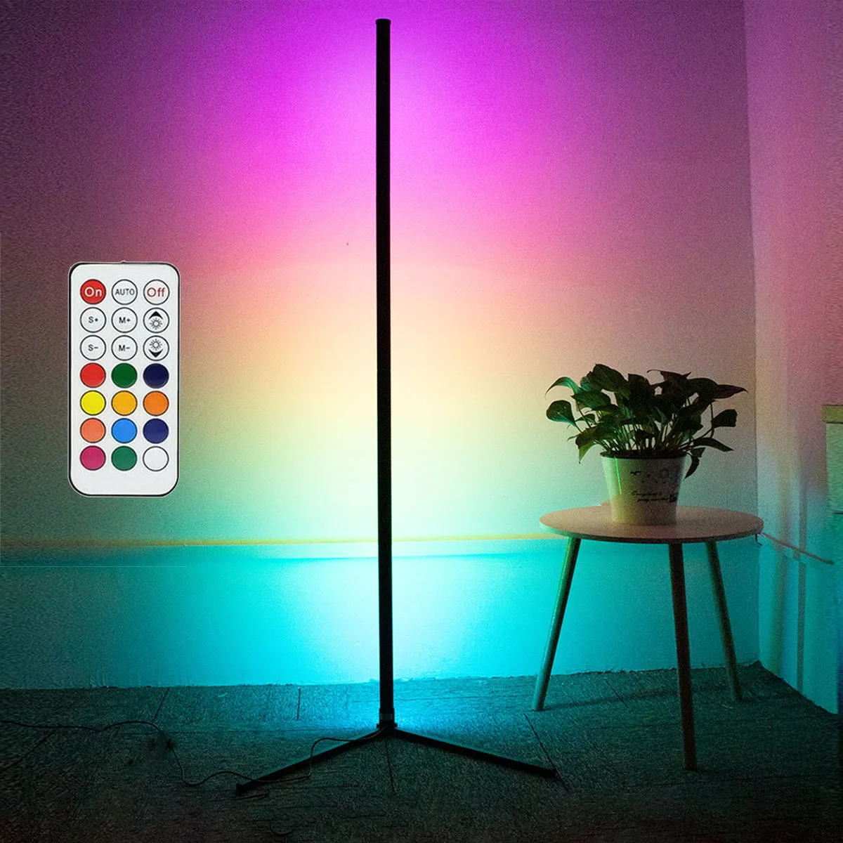 Nordic Corner Floor Lamp for Living Room Bedroom Home Decor with Remote RGB LED Mood Light Bedside Lamp Modern Standing Lighting