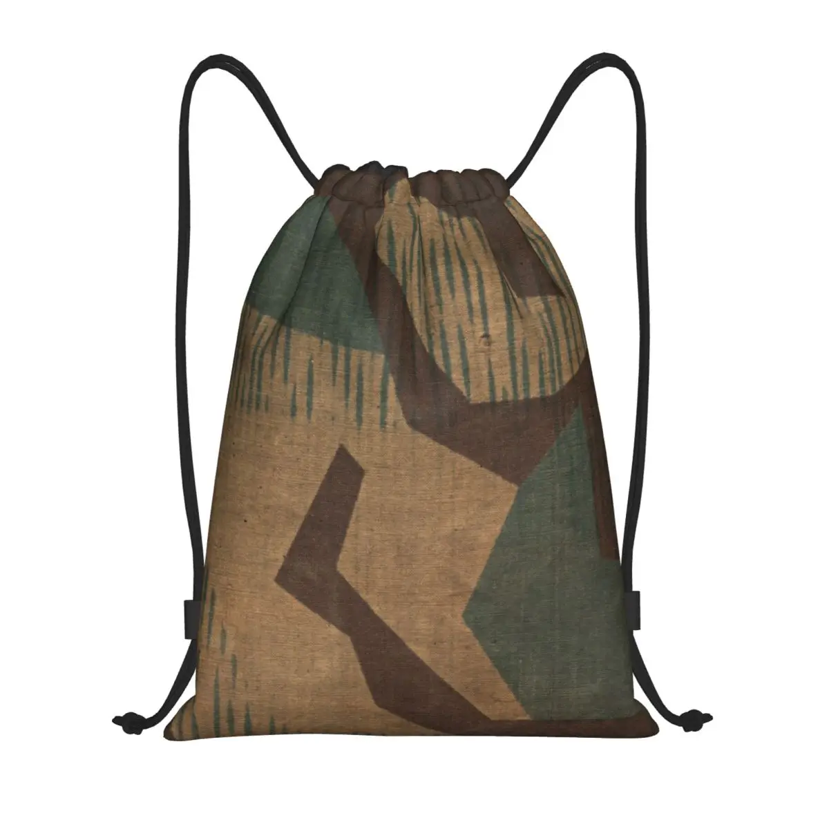 Splintertarn German WW2 Camouflage Drawstring Backpack Sports Gym Bag for Men Women Tactical Camo Shopping Sackpack