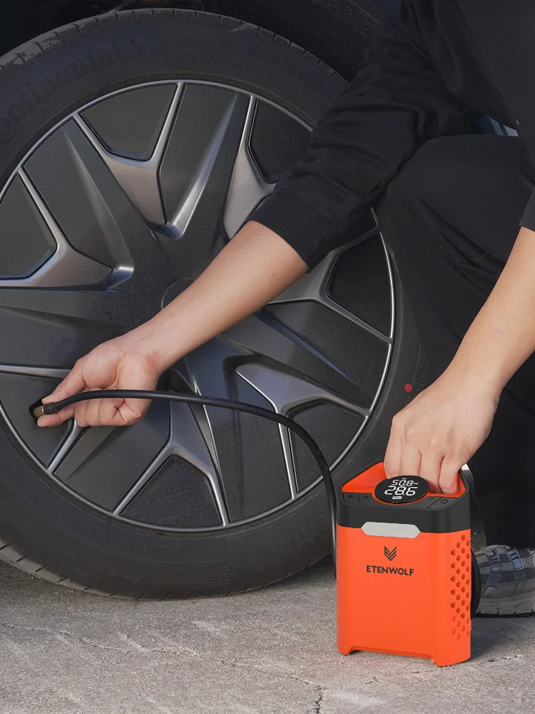ETENWOLF V3 Auto-Reifenfüller Luftkompressor 100% Betriebszyklus 7800mAh Tragbare Luftpumpe mit LED-Licht für Autos und Motorräder