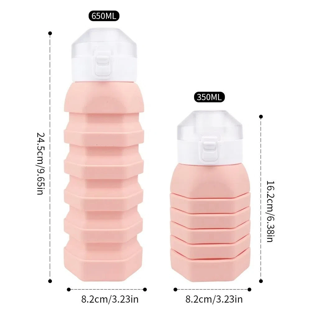 Large-capacity Outdoor Sports Water Bottle Retractable 350-650ML Collapsible Sport Bottle Reuseable Creative