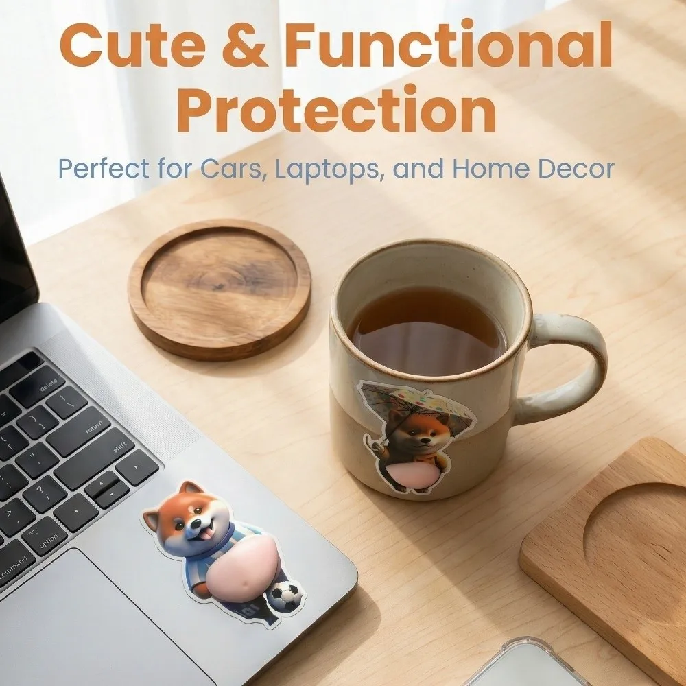 Funny 3D Soft Belly Cat Sticker Waterproof Self-Adhesive Inu Dog Phone Case Decoration Silicone Squeezeable Shiba Sticker