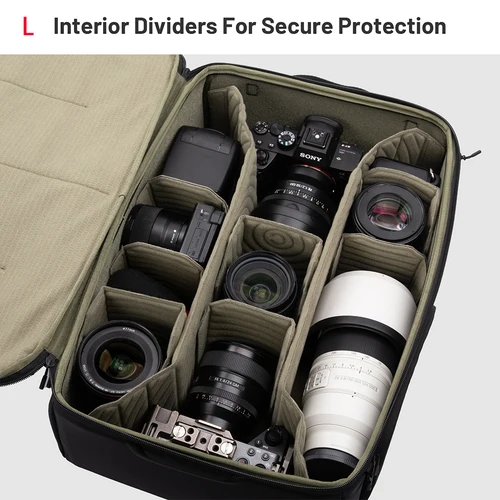 Imagen 2 del producto Bolsa de inserción para cámara PGYTECH, bolsa para lentes para lentes DSLR/SLR con partición gruesa para cámaras Canon/Nikon/Sony/sin espejo