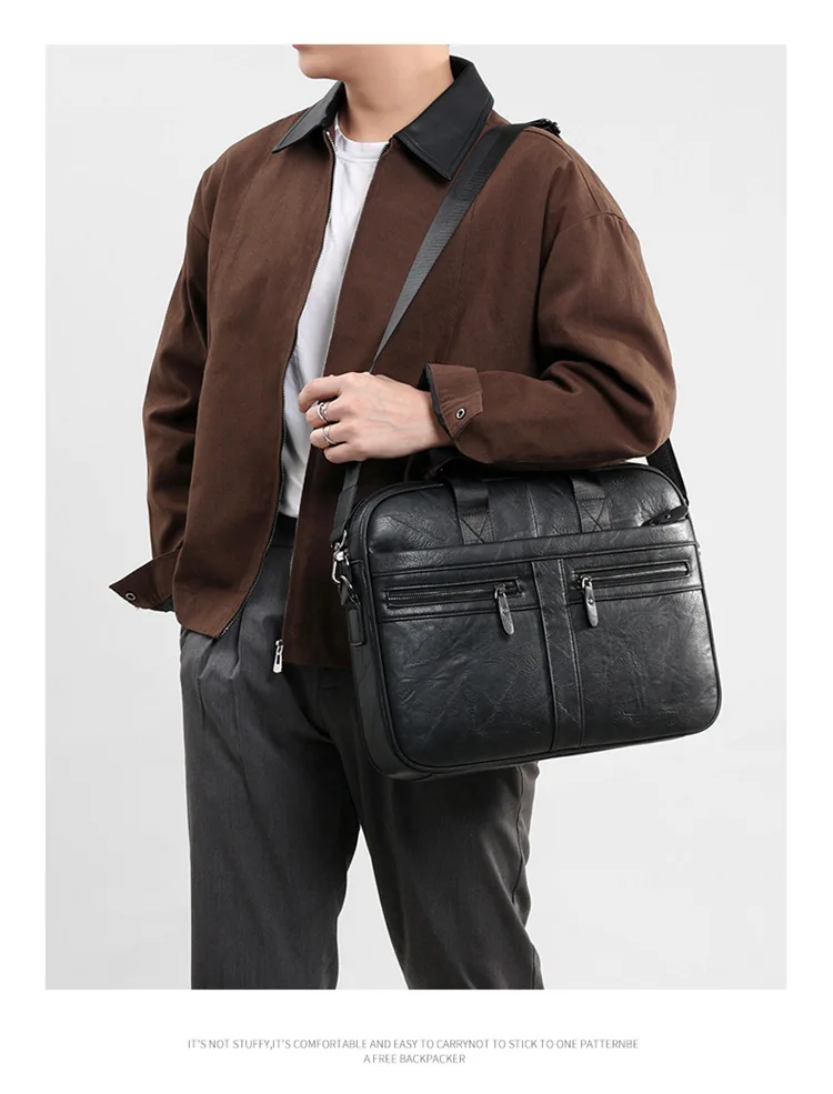Luxuriöse Leder-Aktentasche für Herren, Business 16-Zoll-Laptop-Tasche, Herren-Handtasche mit großer Kapazität, Büro-Computer-Aktentasche, Herren-Umhängetasche – Detail 18