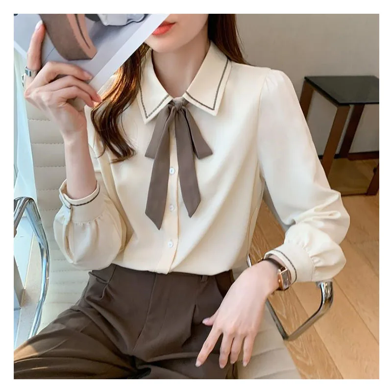 

Autumn Chiffon Blouse Shirts for Women Clothing 2024 New Long Sleeved Fashion Elegant Top Women Loose Casual White Blusas Femme