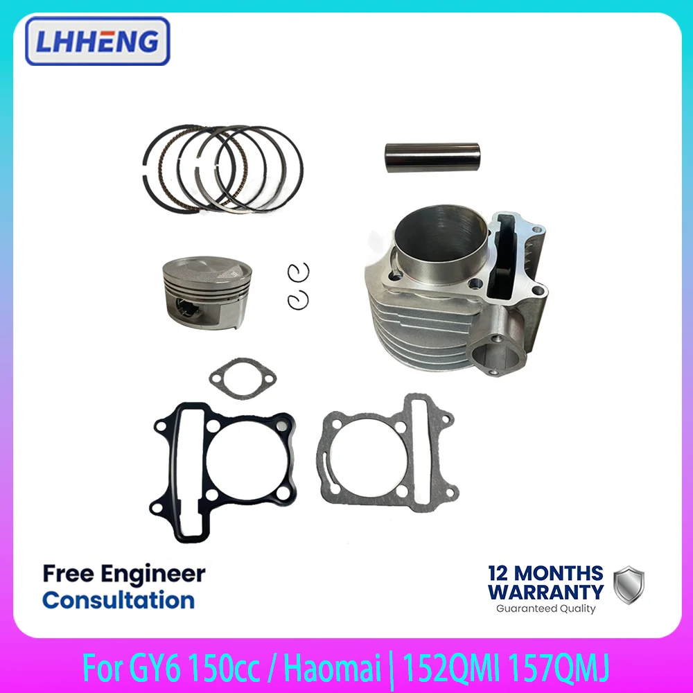 61mm Big Bore Cylinder Kit For GY6 150cc 152QMI 157QMJ Haomai 180cc Upgrade 15mm Pin
