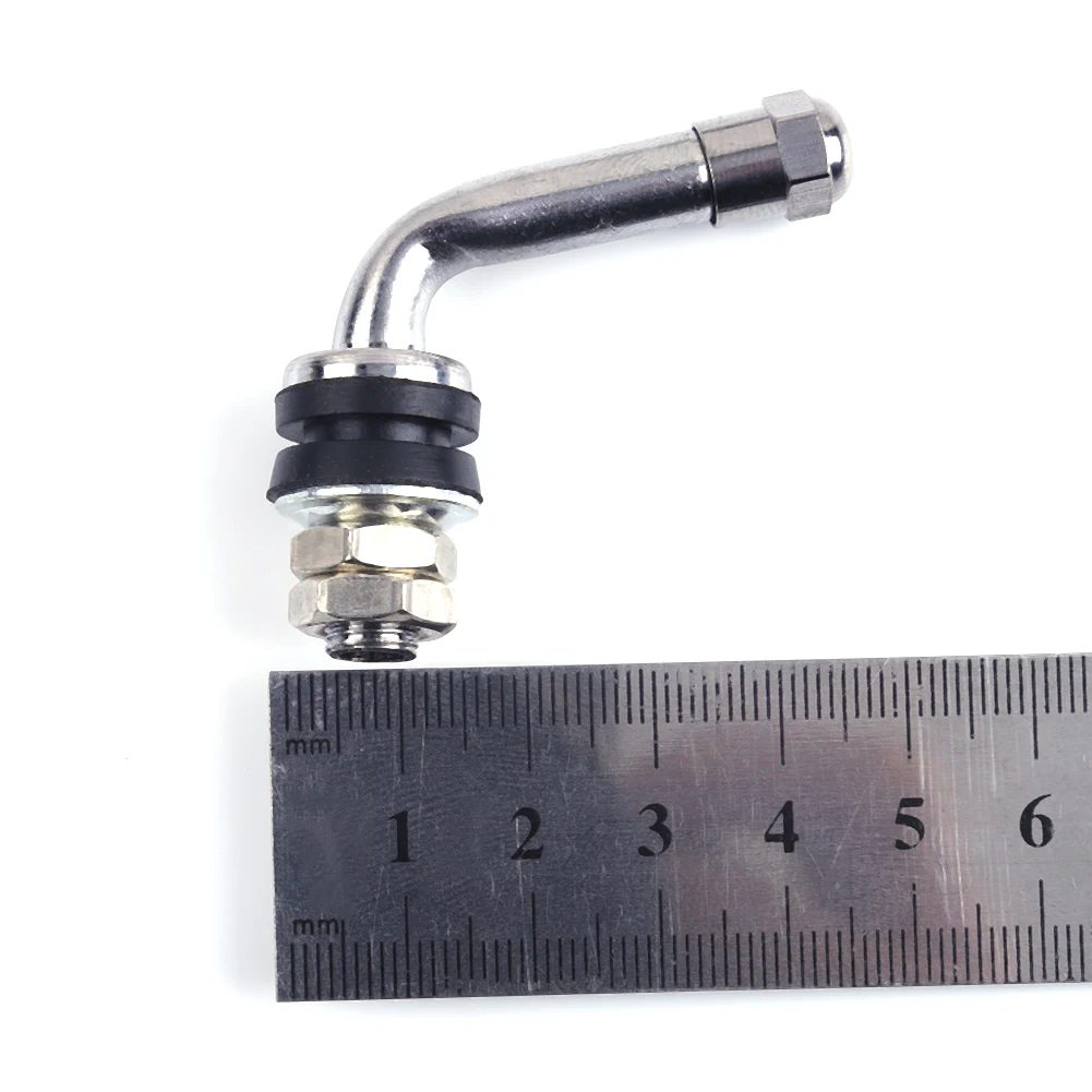 صمام إطار معدني ينبع مسمار بزاوية 90 درجة ، بدون أنبوبي ، مطلي بالكروم ، 4 ، من المعدن