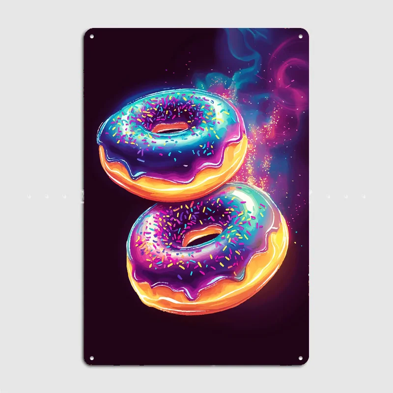 Colorful Donuts with Sprinkles Vintage Poster Metal Sign Custom Bedroom Room Decor Home Decor Posters Wall Decoration