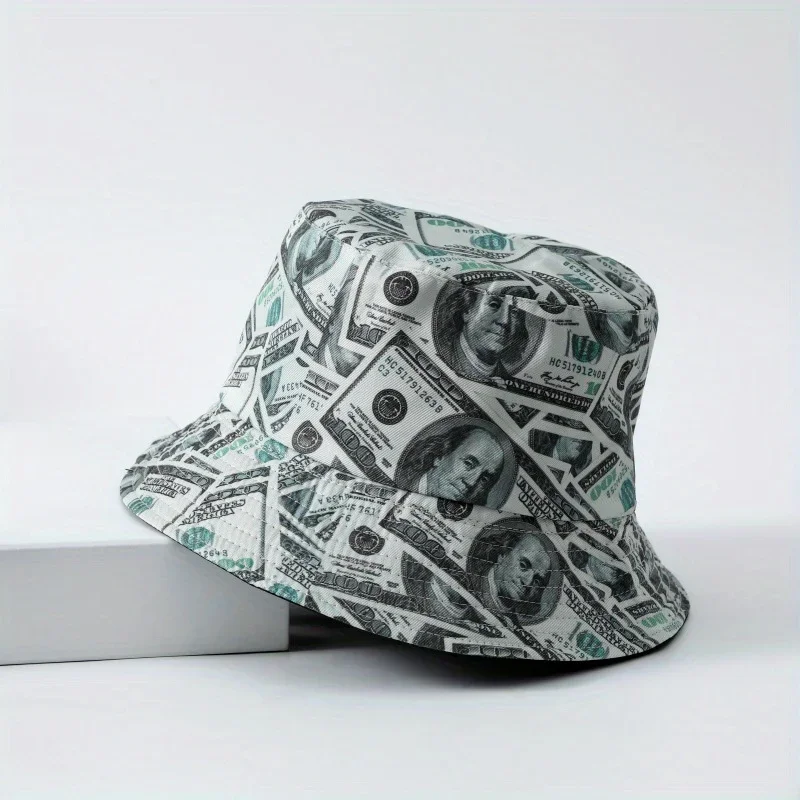 

Reversible Dollar Print Bucket Hat Adjustable Fishing Cap for Men Women Breathable Sun Hat Harajuku Hip Hop Streetwear Fashion