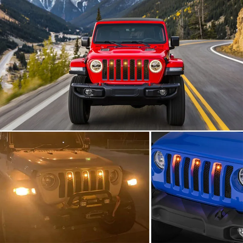 Pre-Runner Style LED Grille Light Kit  Auxiliary Light Fit for Jeep Wrangler JL Sports Sahara Freedom Rubicon 2- 4 Door 2018+