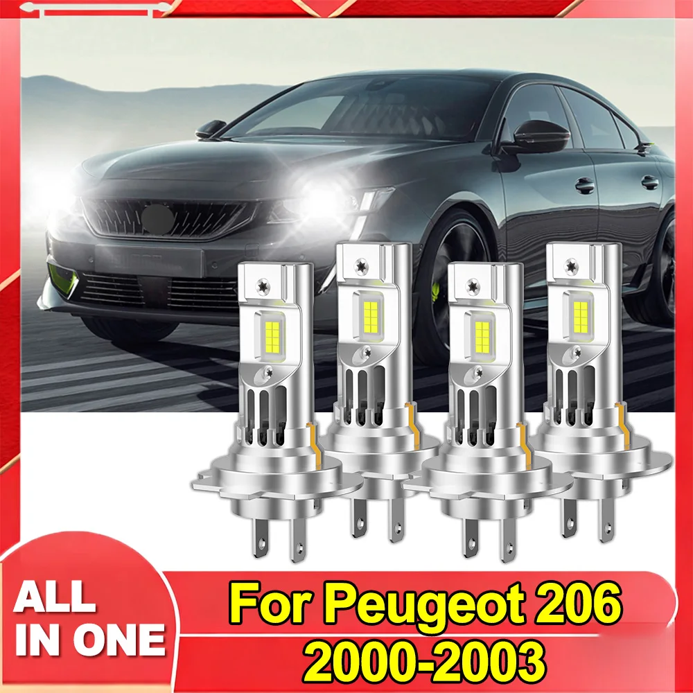 

Для Peugeot 206 2000 2001 2002 2003 H7 комплект светодиодных фар дальнего и ближнего света супер яркий белый 6000K