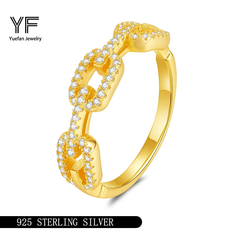 

S925 Стерлингового Серебра Мода Легкая Роскошная Полая Цепочка Ниша Дизайн Высококачественное Элегантное Кольцо Муассанит День Святого Валентина Рождество