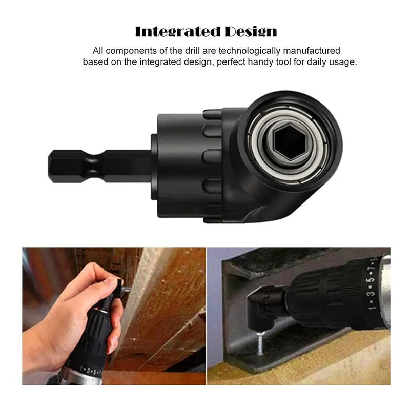 

AT48-Right Angle Drill Adaptor 4-In-1 Impact Drill Bit Extension Black 1/4 3/8 1/2In Impact Grade Socket Adapter Set