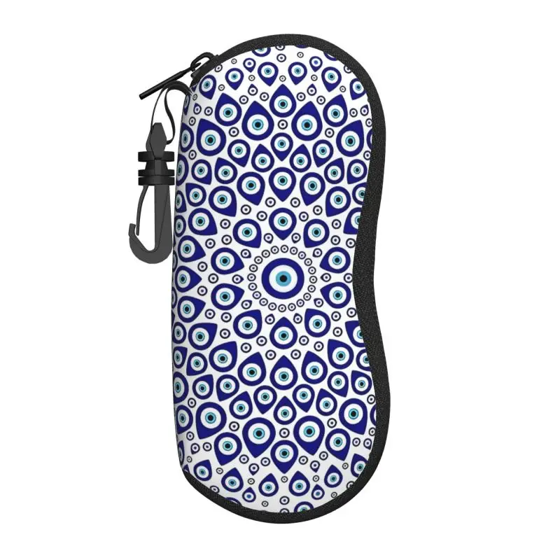 Estuche para gafas de sol con diseño de ojos malvados griegos Nazar, estuche ligero de neopreno con cremallera y clip para cinturón, estuche protector suave y moderno para gafas