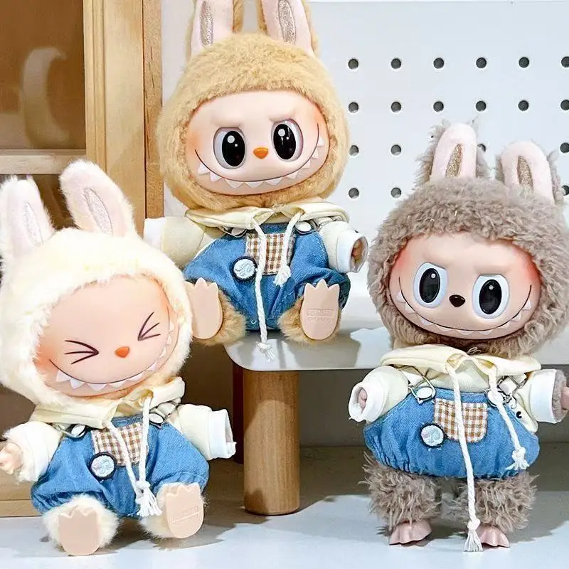 

Одежда для кукол Labubu, 17 см, первый и второе поколение, вечерние, виниловая кукольная шапка, свитер с капюшоном, комплект для кукол, аксессуары