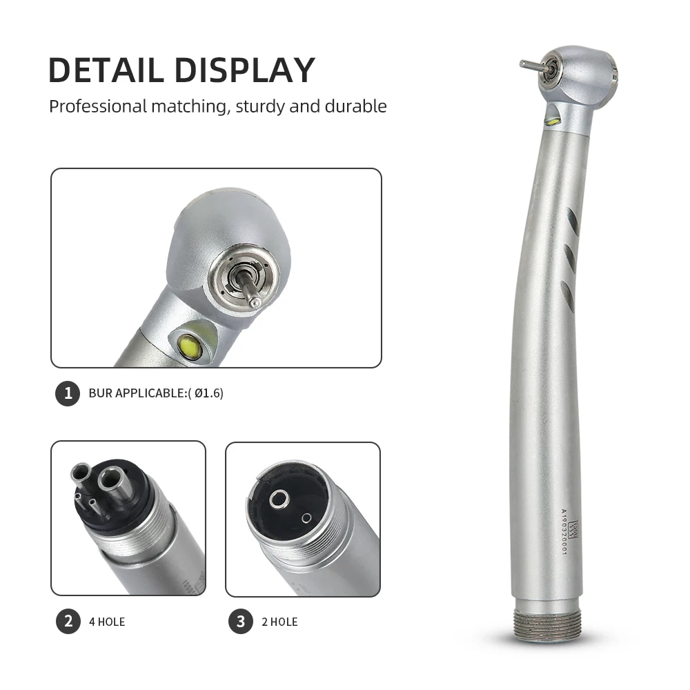 Dental High Speed Handpiece E-generator LED Ceramic Bearing Push Button Standard Head 4 Water Spray Handpiece 2/4 Holes