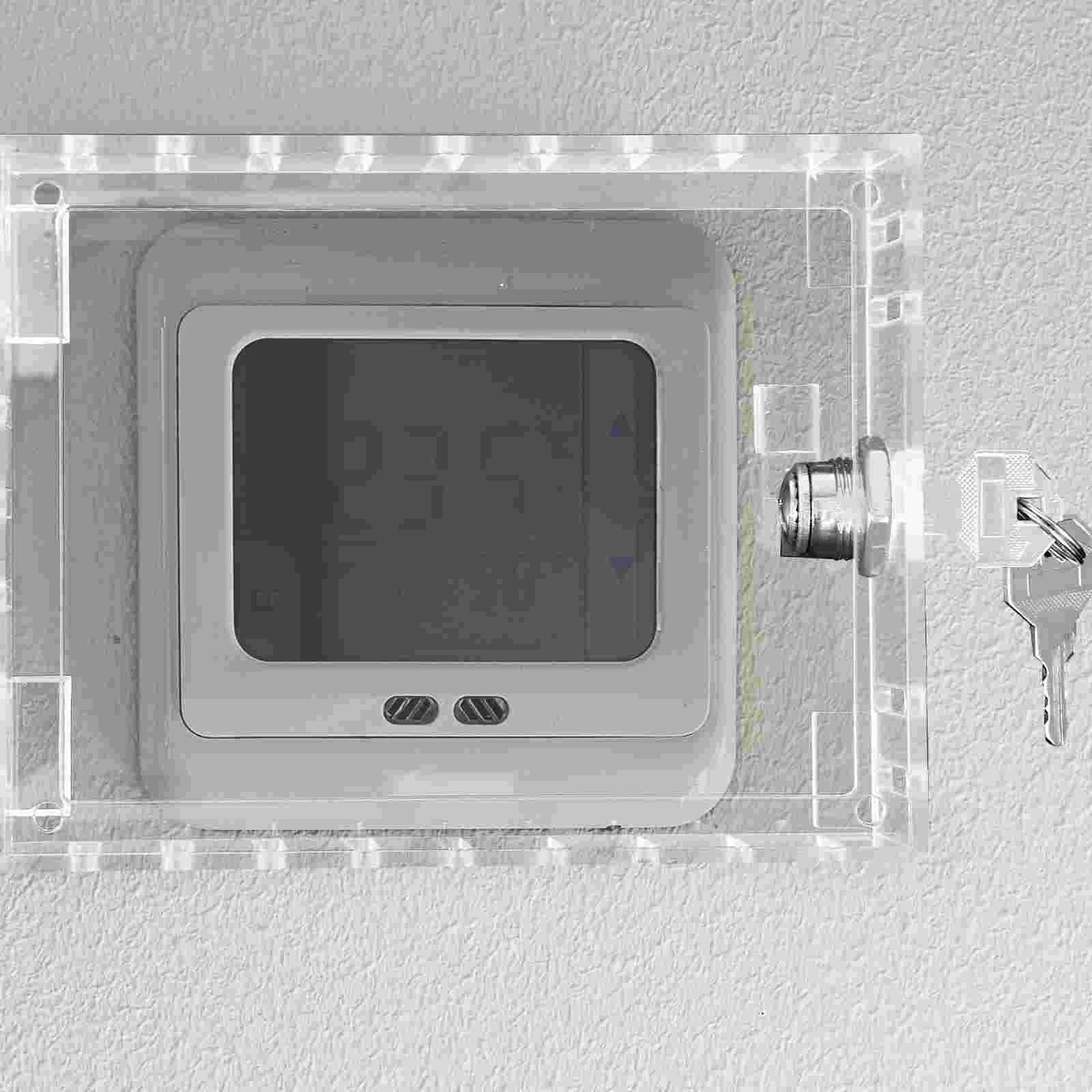 1 Set scatola di bloccaggio del termostato scatola di bloccaggio del coperchio trasparente protezione del termostato di ricambio scatola con chiave del termostato a parete per la casa