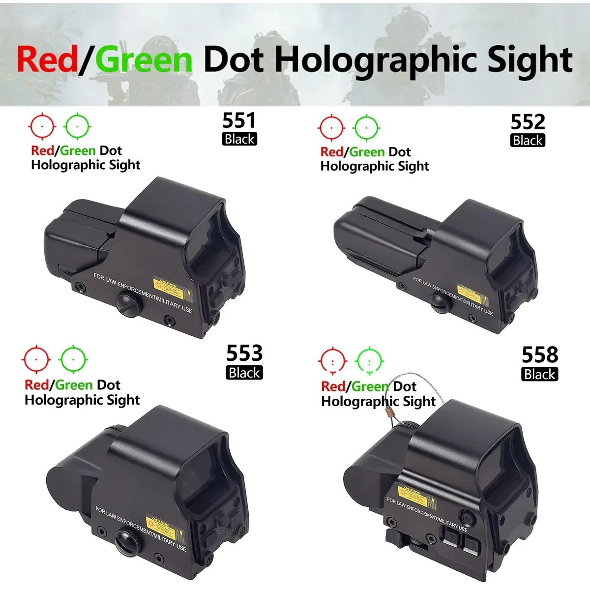 

Holographic Riflescope Red Green Dot Sight Scope 551 552 553 558 Reflex Optics Airsoft Gun Rifle 20mm Rail Mount AR15