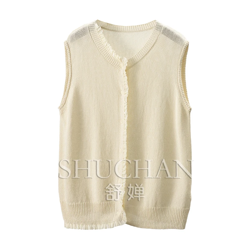 

Spring Home, Stacked Soul, Ark of the Law, Washi Tencel Cotton Lace Crew Neck Knitted Vest Women 10E5